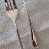 Spoon and fork to serve Christofle model beads silver metal
