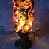 Table lamp gilded wood and stones