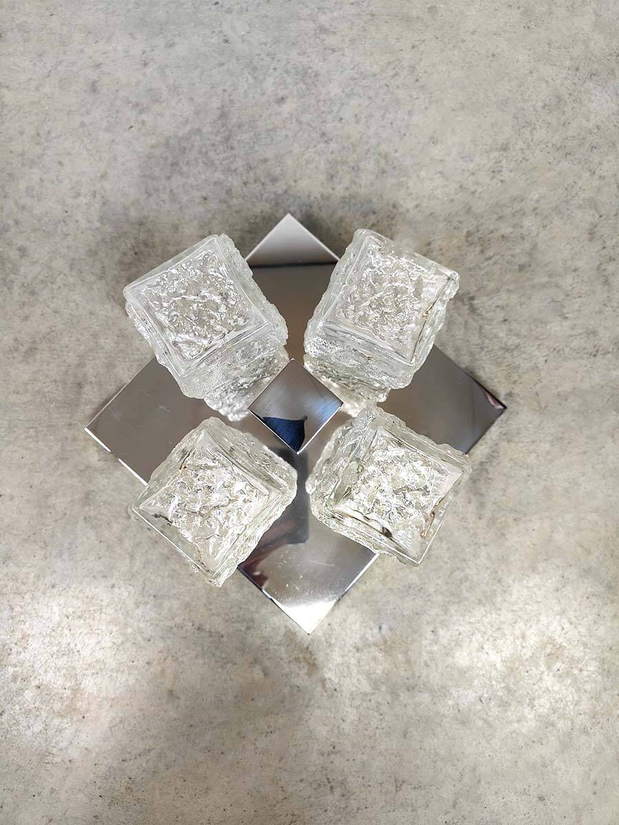 Vintage design Ice glass Flush Mount ceiling lamp 'Ice cubes'