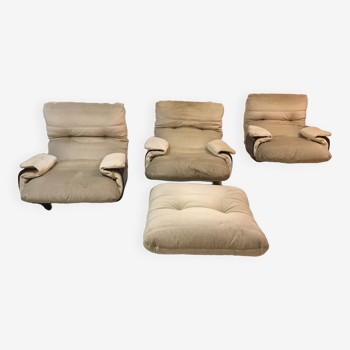 3 Marsala model armchairs designed by Michel Ducaroy and published by Ligne Roset in the 70s