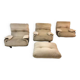 3 Marsala model armchairs designed by Michel Ducaroy and published by Ligne Roset in the 70s
