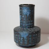 Helmut Scholtis West Germany Vintage Black Vase with Blue Dots
