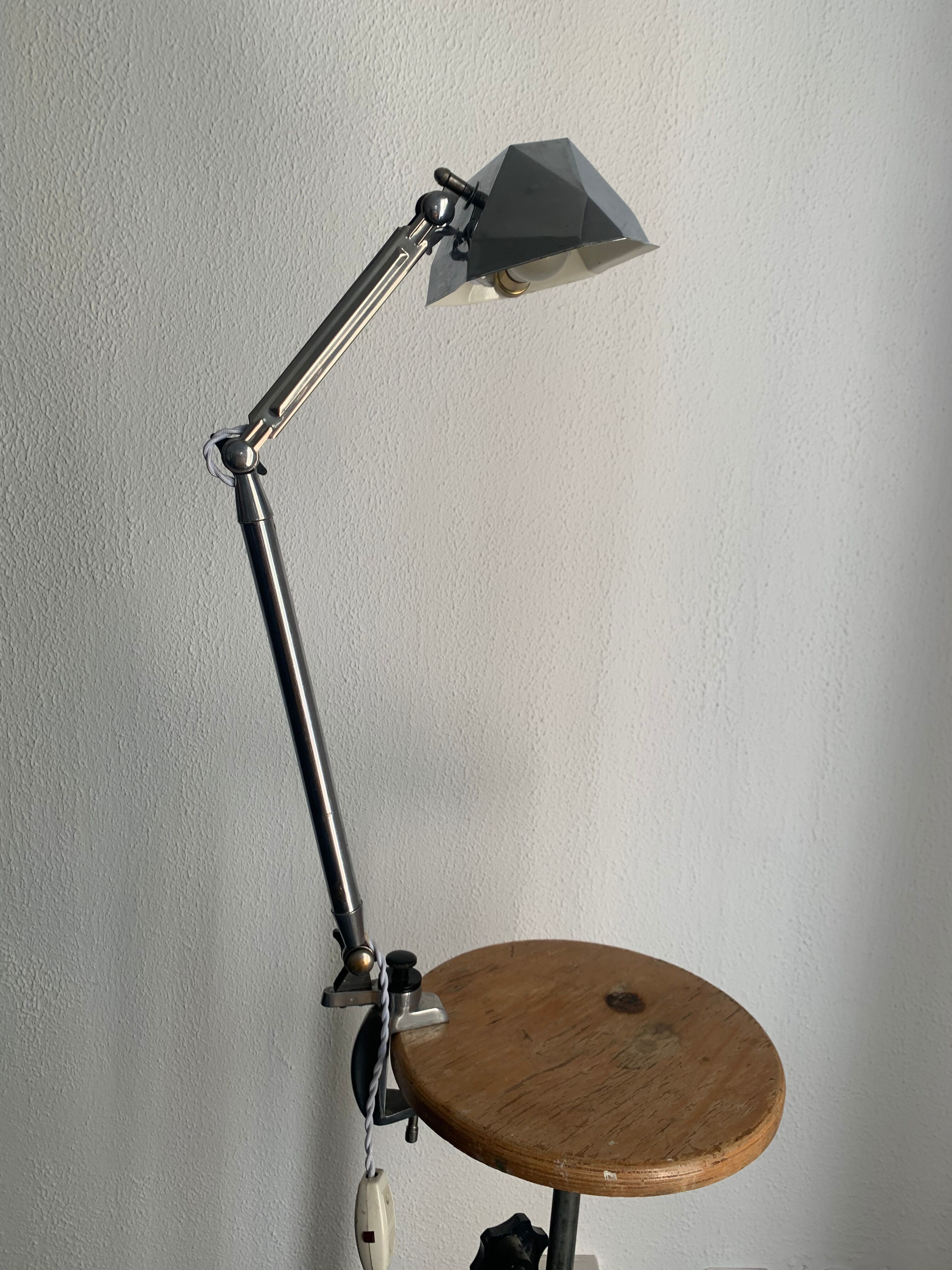 Vintage lamp 1950 industrial workshop factory Super Chrome - 65 cm