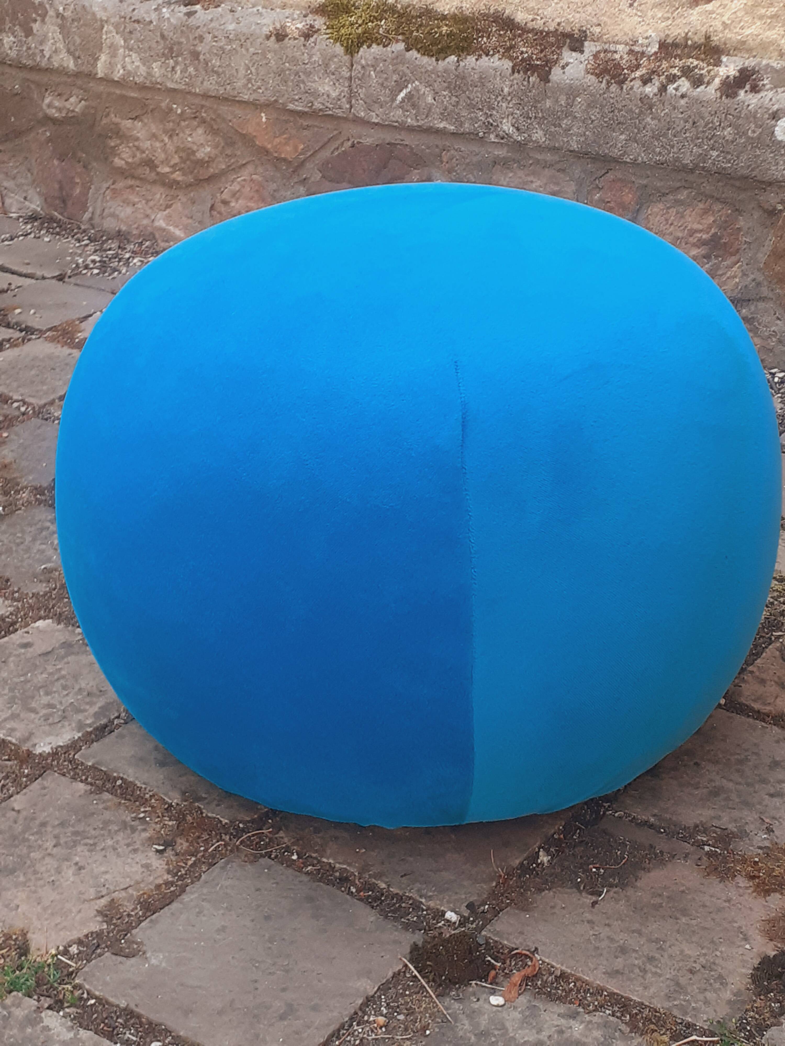 Pair of stools, blue ball ottoman from the 80s.