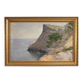 Peinture de paysage signée vue sur la mer, Espagne 20e siècle