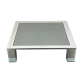 Mid-century chrome and dark mirror glass side table attributed to Saporiti. Italy 1970s