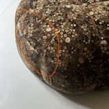 Short velvet pouf with liberty flowers, Ligne Roset 1970