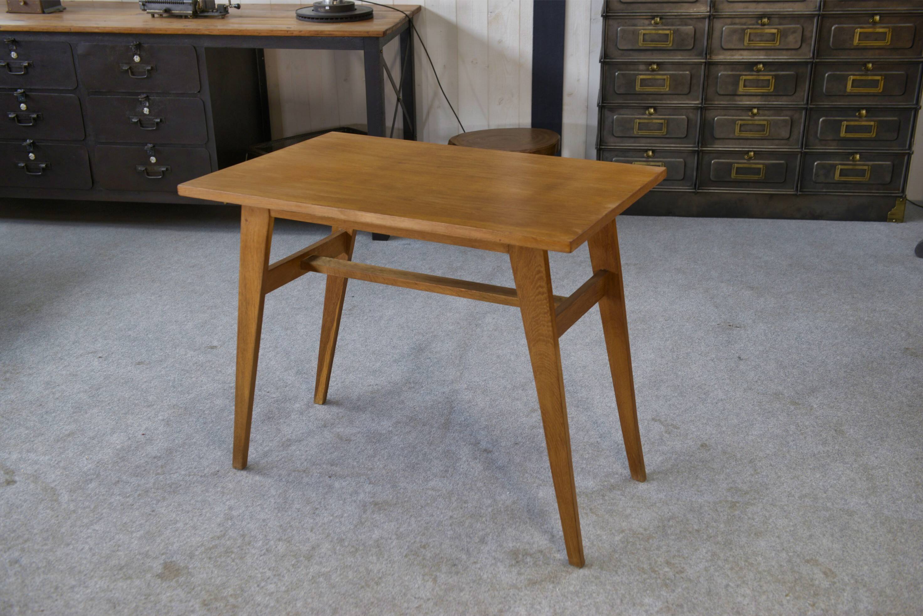 Oak side table with compass legs, 1960s