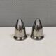 A beautiful stainless steel salt and pepper set, space age style 1980s.