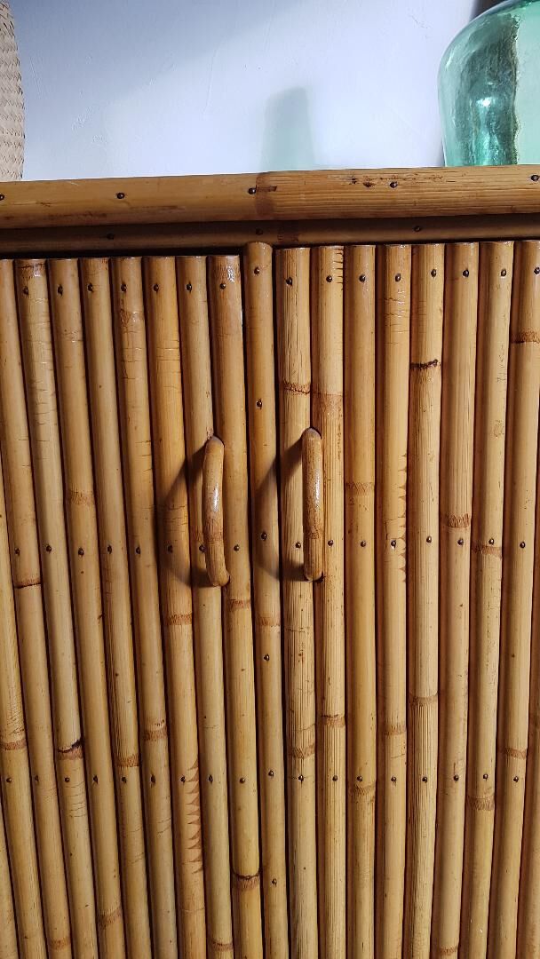 Rattan, wicker and bamboo vintage - bar furniture - feet compass buffet