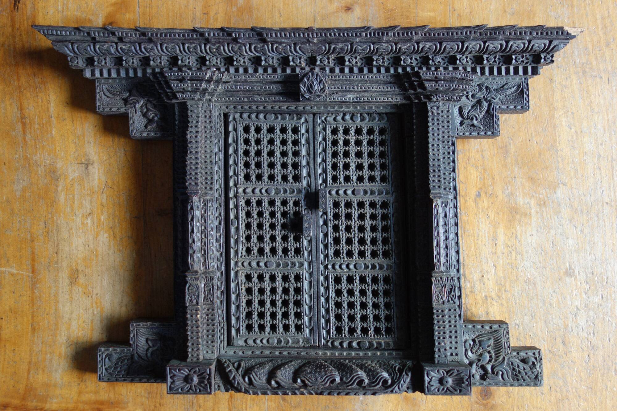 Old Newari Nepali window in carved wood
