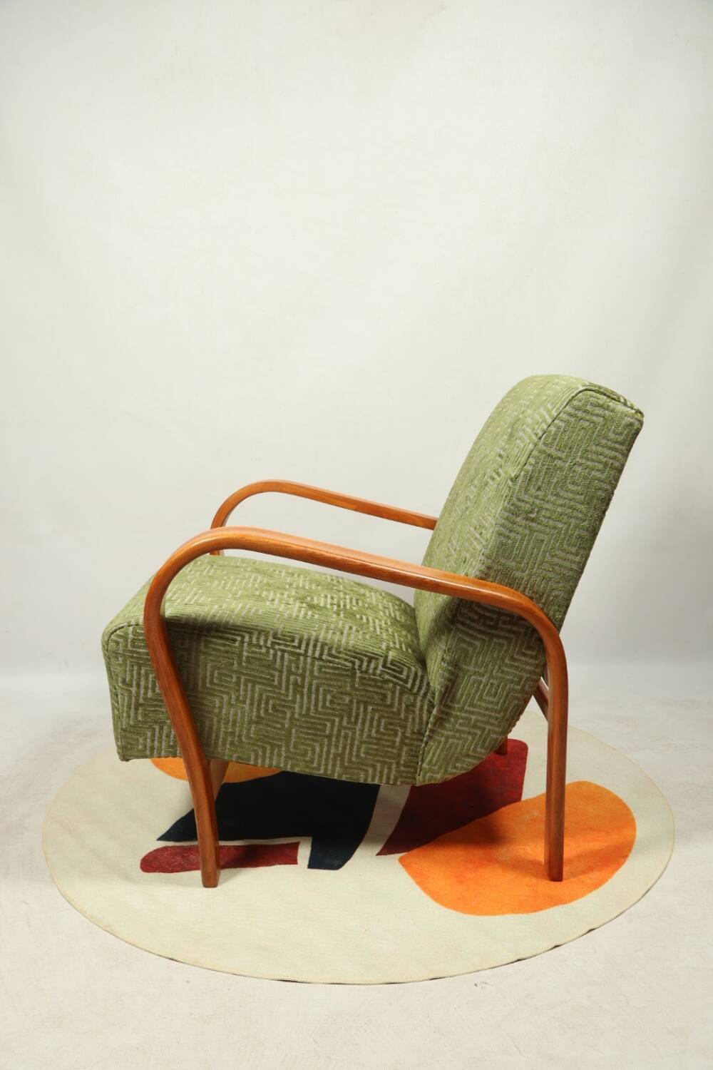 Fauteuil lounge art déco Kozelka & Kropacek avec revêtement jacquard