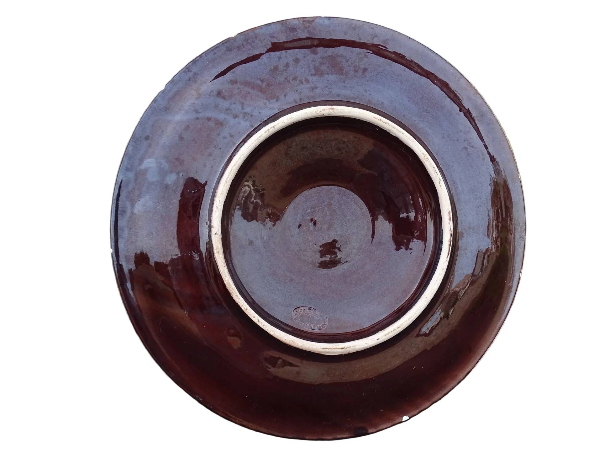 Assiette à huîtres vintage en faïence de Vallauris, signée Marius Giuge.