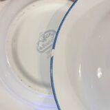 5 Italian speckled earthenware "Tiffany" soup plates - vintage bird motif