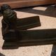 PAIR OF CAST IRON CHENETS pattern "woman with pearl necklace"
