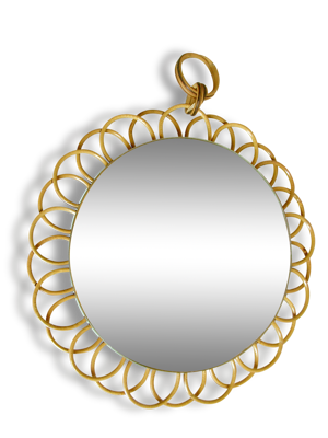 ancien miroir Soleil - rotin