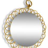 Ancien miroir Soleil  rotin osier année 60's VINTAGE