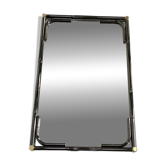 Black metal and brass mirror with gunmetal finish