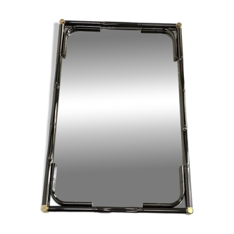 Black metal and brass mirror with gunmetal finish