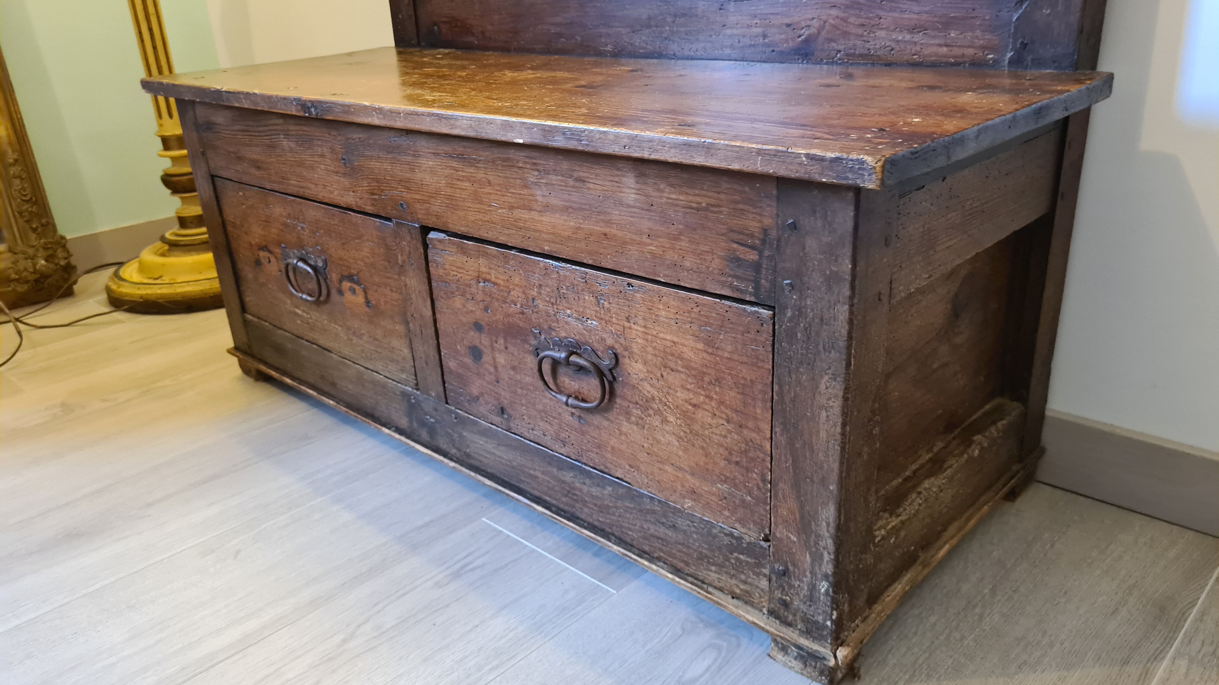 Nineteenth century oak church chest bench