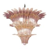 Pair of Iconic Mid-Century Modern Pink “Palmette” Murano Glass Chandeliers