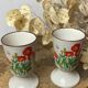 Pair of stoneware mazagrans, poppy decoration
