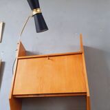 Wall-mounted oak desk from the 1950s.