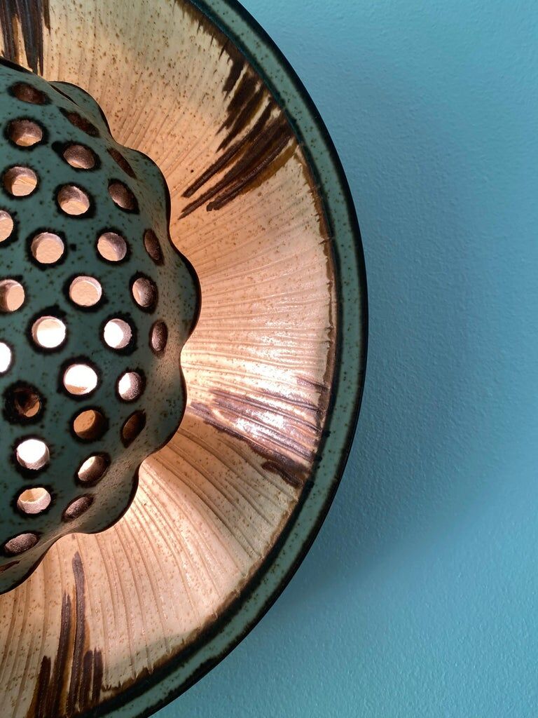 Rare Bente Jessen Ceramic Wall lamp for BJ Ceramics Denmark, ca 1970s.
