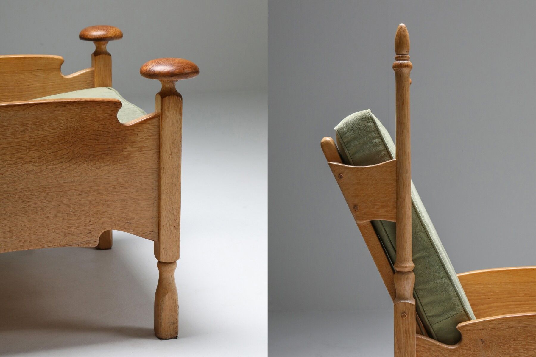Throne long chairs in natural oak - 1950s