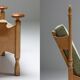 Throne long chairs in natural oak - 1950s