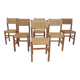 Set of six papercord dining chairs, France 1950's