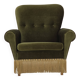 1970s, Danish lounge chair, high, furniture velour, ash wood legs.