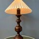 Vintage wooden table lamp with pleated shade