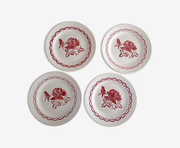 Quatre assiettes Digoin modèle Michel