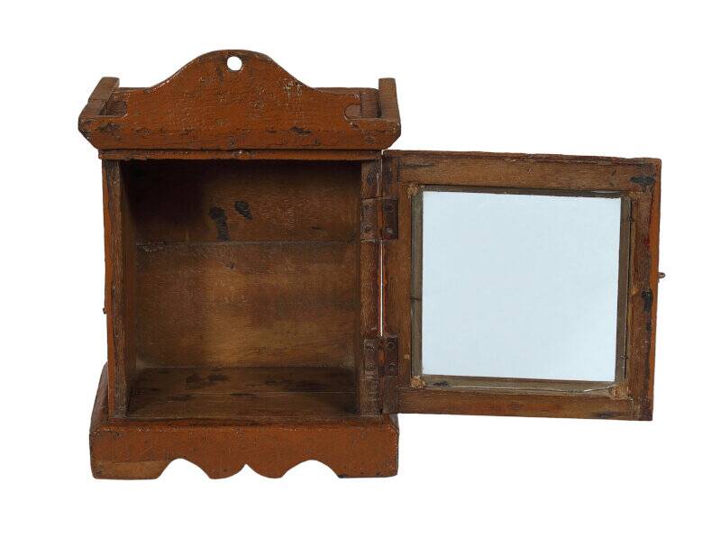 Small old wall display case clock box patina original india