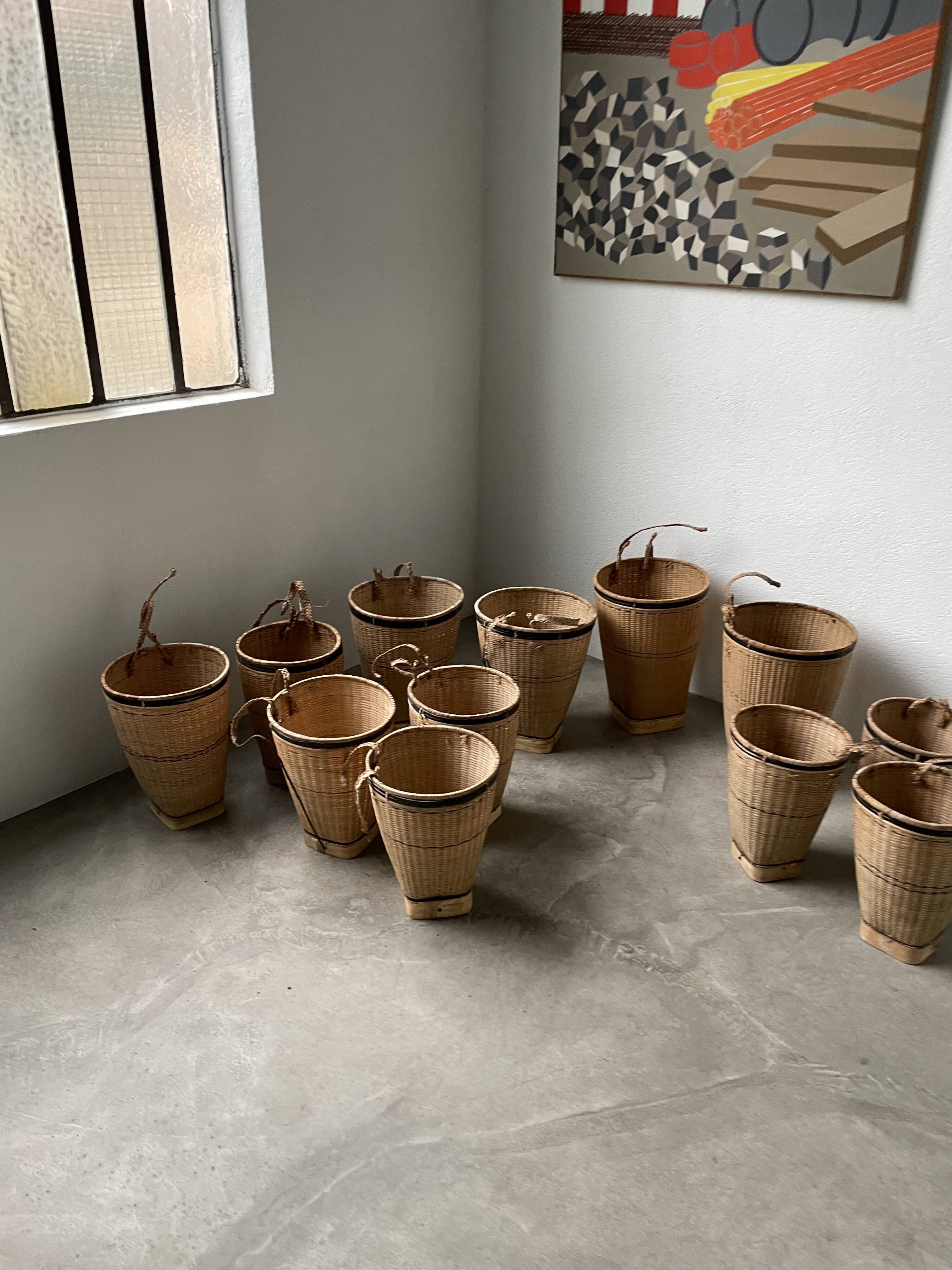 Lot of old grocery baskets