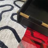 Jacques Adnet Style Desk Tray in Vintage Black Leather