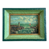 Old painting, seaport