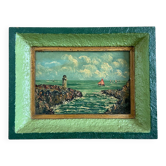 Tableau ancien, port maritime