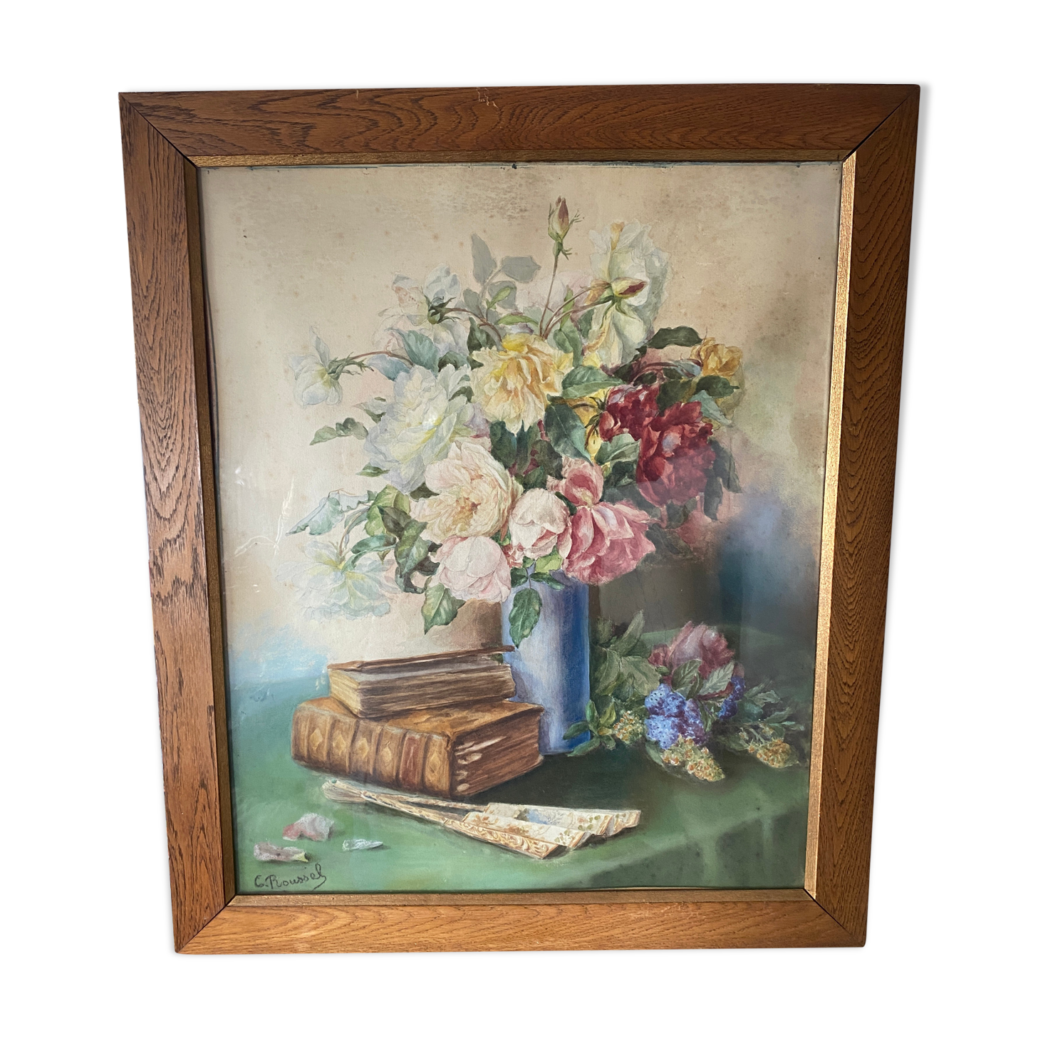 Bouquet of flowers signed Roussel