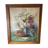 Bouquet of flowers signed Roussel