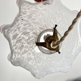 White clichy skirt suspension with raspberry spun glass edge