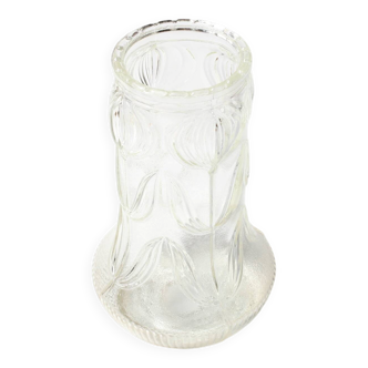 Vintage Pressed Glass Vase / Mid-Century Floral Pattern / Glass Union 1960s