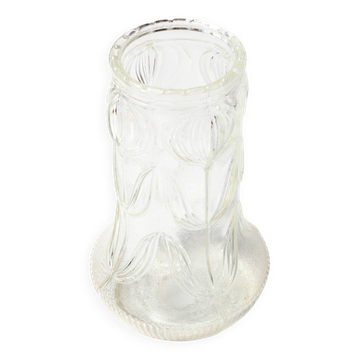 Vase en verre pressé vintage / Motif floral des années 50 / Glass Union années 1960