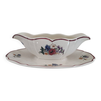 Sarreguemines earthenware gravy boat, Agreste model