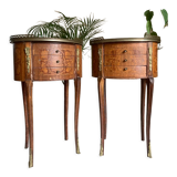 Pair of bedside tables in the shape of a stab, Louis XVI style