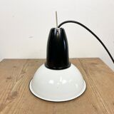 Industrial soviet white enamel pendant light, 1960s