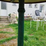 Table bistrot ronde ancienne avec plateau marbre