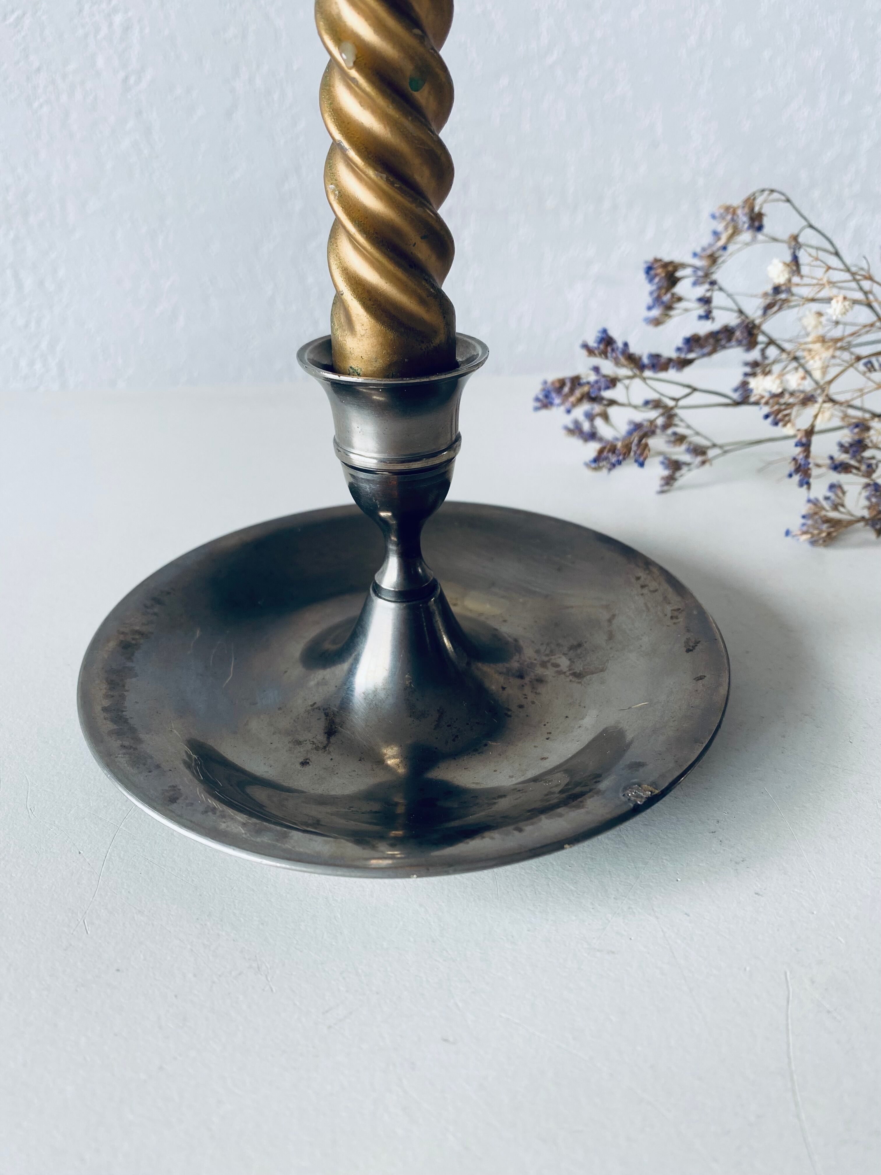 Old silver candle holder