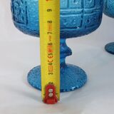 Vintage light blue glass cups set for 6